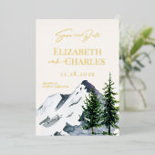 Winter Trees Bergen Vakantie Save the Date Folie Uitnodiging (Staand Voorkant)