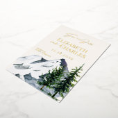 Winter Trees Bergen Vakantie Save the Date Folie Uitnodiging (Gedraaid)