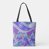 Winter Trees Blue over de hele canvas tas (Achterkant)