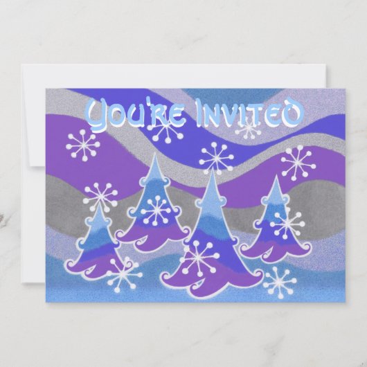 Winter Trees blue "You're Uitnodigd"-uitnodiging Kaart (Voorkant)
