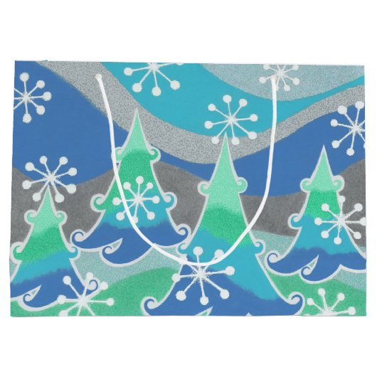 Winter Trees cadeautas grote tas (Achterkant)