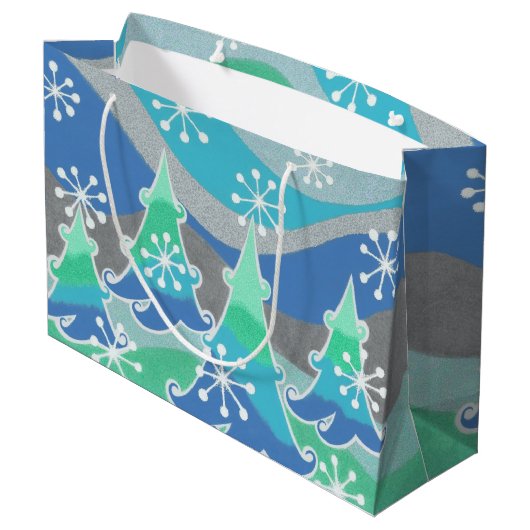 Winter Trees cadeautas grote tas (Achterkant Gekanteld)