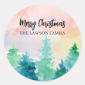 Winter Trees Christmas Holiday Ronde Sticker (Voorkant)