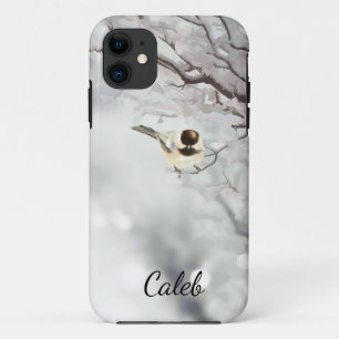 Winter Trees Cute Chickadee Bird Customize Case-Mate iPhone Case