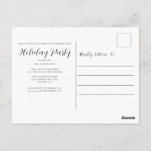 Winter Trees Elegant Green Forest Holiday Party Briefkaart (Achterkant)