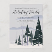 Winter Trees Elegant Green Forest Holiday Party Briefkaart (Voorkant)
