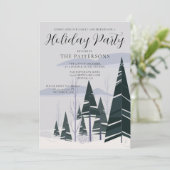 Winter Trees Elegant Green Forest Holiday Party Kaart (Staand voorkant)