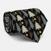 Winter Trees Forest Kerstmis Modern Green Pattern Stropdas (Opgerold)