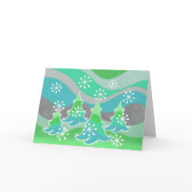 Winter Trees green "Happy Holidays"-kaart