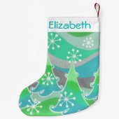 Winter Trees Green Name stocking Kleine Kerstsok (Achterkant)