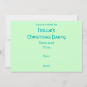 Winter Trees Green "Party"-uitnodiging Kaart (Achterkant)