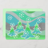 Winter Trees Green-uitnodiging Kaart (Voorkant / Achterkant)