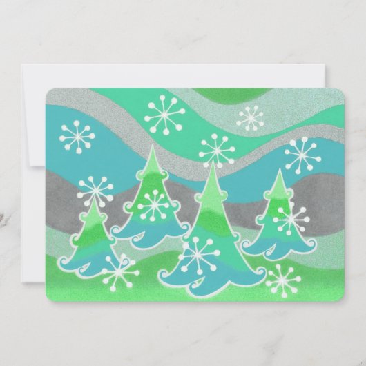 Winter Trees Green-uitnodiging Kaart (Voorkant)