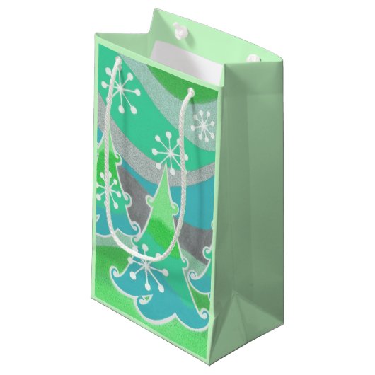 Winter Trees Groene cadeautas klein (Voorkant Gekanteld)