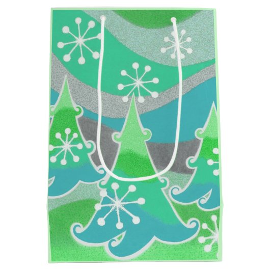 Winter Trees Groene cadeautas medium (Achterkant)
