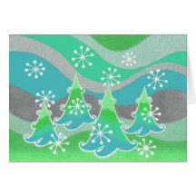 Winter Trees groene groetings-kaart