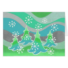 Winter Trees groene groetings-kaart