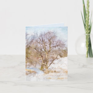 Winter Trees Landscape Art Note Cards Feestdagen Kaart