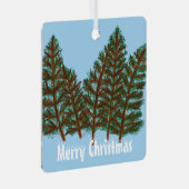 Winter Trees Merry Kerstmis Metalen Ornament (Voorkant Rechts)
