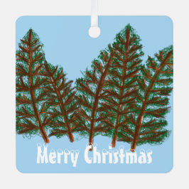 Winter Trees Merry Kerstmis Metalen Ornament