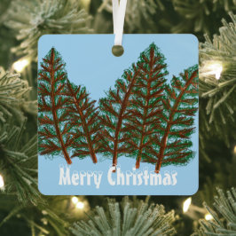 Winter Trees Merry Kerstmis Metalen Ornament