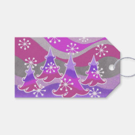 Winter Trees Paarse cadeaulabels