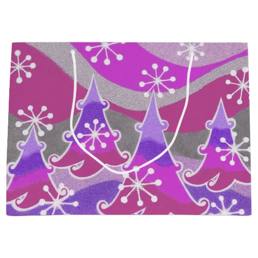 Winter Trees Paarse cadeautas groot (Voorkant)