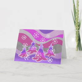 Winter Trees paarse "Happy Holidays"-kaart Feestdagen Kaart