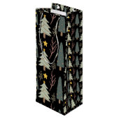 Winter Trees Pattern Holiday Forest Kerstmis Wijn Cadeautas (Achterkant Gekanteld)