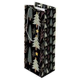 Winter Trees Pattern Holiday Forest Kerstmis Wijn Cadeautas