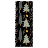 Winter Trees Pattern Holiday Forest Kerstmis Wijn Cadeautas (Voorkant)