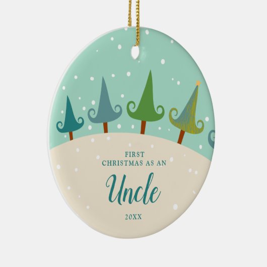 Winter Trees personaliseerde Eerste Kerstmis als o Keramisch Ornament (Rechts)