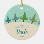 Winter Trees personaliseerde Eerste Kerstmis als o Keramisch Ornament (Voorkant)