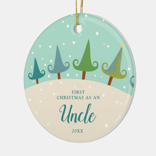 Winter Trees personaliseerde Eerste Kerstmis als o Keramisch Ornament (Links)