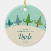 Winter Trees personaliseerde Eerste Kerstmis als o Keramisch Ornament (Achterkant)