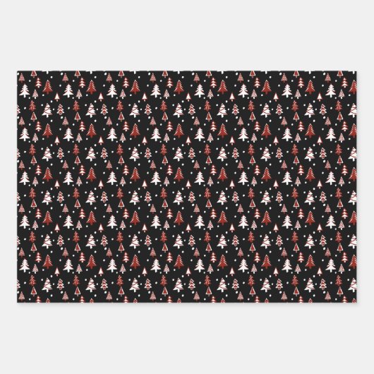 Winter Trees Red Black White Snow Wrapping Paper S (Voorkant)