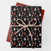 Winter Trees Red Black White Snow Wrapping Paper S (In situ)