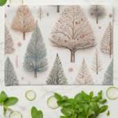 Winter Trees - Rustic Holiday Forest (1) Theedoek (Gevouwen)