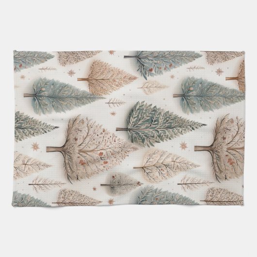 Winter Trees - Rustic Holiday Forest (1) Theedoek (Horizontaal)