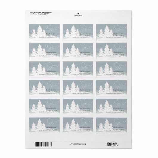 Winter Trees Sneeuwscène Retouradres Label (Full Sheet)