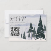 Winter Trees Sneeuwwoud QR Code Wedding Website RSVP Kaartje (Voorkant)