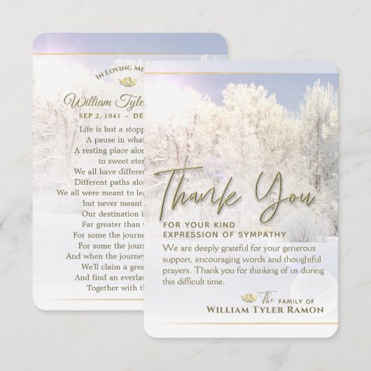 Winter Trees Sympathie Bedankt 3,5 x 5 Kaart (Voorkant / Achterkant)