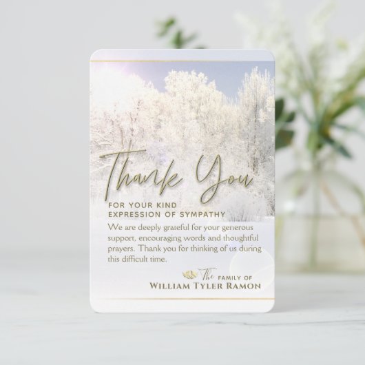 Winter Trees Sympathie Bedankt 3,5 x 5 Kaart (Staand voorkant)