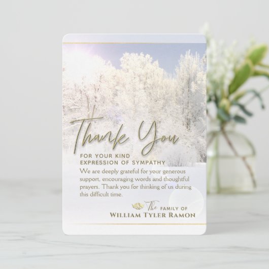 Winter Trees Sympathie Bedankt 5 x 7 Kaart (Staand voorkant)