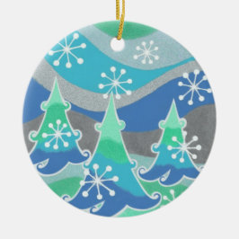 Winter Trees Text ornament round