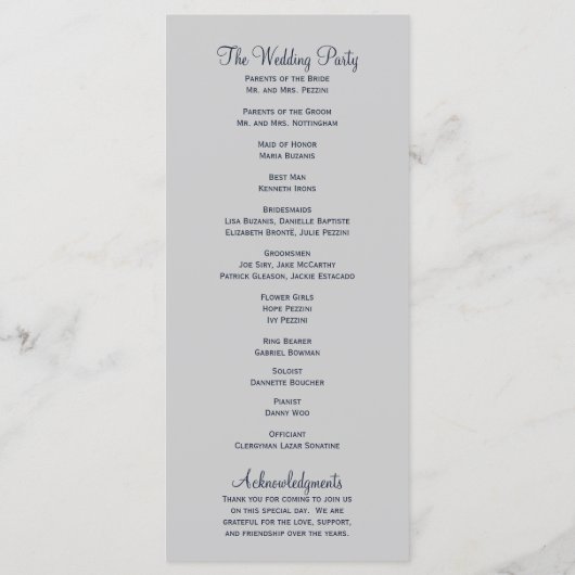 Winter Trees Wedding Programma Programmakaart (Achterkant)