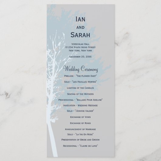 Winter Trees Wedding Programma Programmakaart (Voorkant)