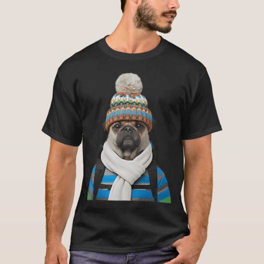 Winter Trek Mops T-shirt (Voorkant)