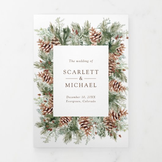 Winter Trifold bruiloft uitnodiging (Cover)