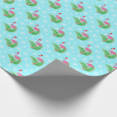 Winter Tropisch Kerst Flamingo Cadeaupapier (Hoek)